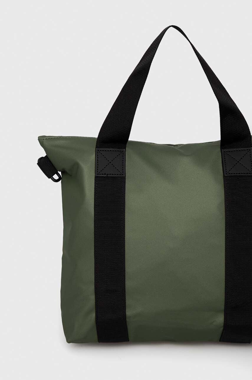 Rains borseta 13920 Tote Bag Mini culoarea verde - Pled.ro