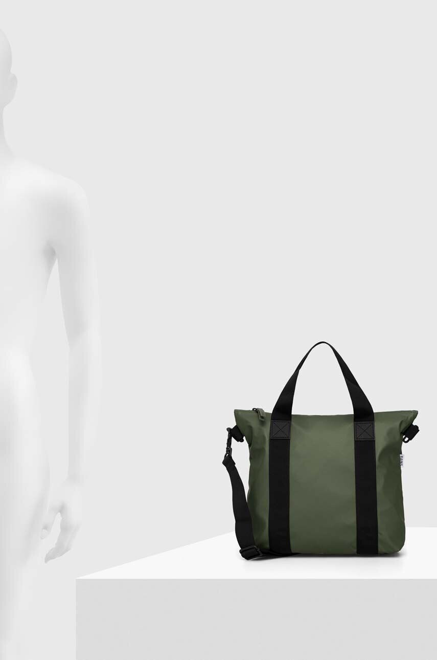 Rains borseta 13920 Tote Bag Mini culoarea verde - Pled.ro