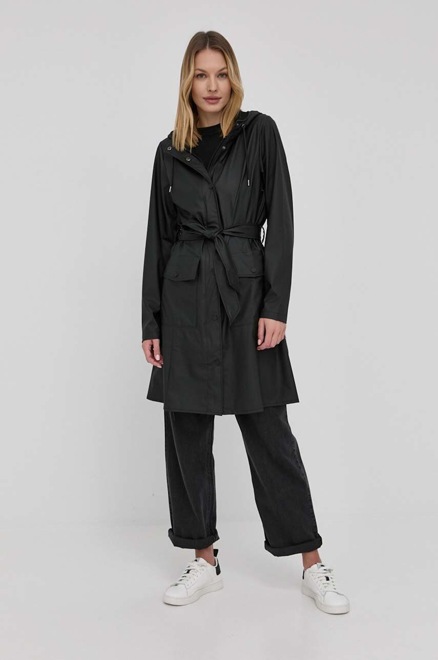 Rains geacă 18130 Curve Jacket femei culoarea negru de tranzitie 18130.01-Black - Pled.ro