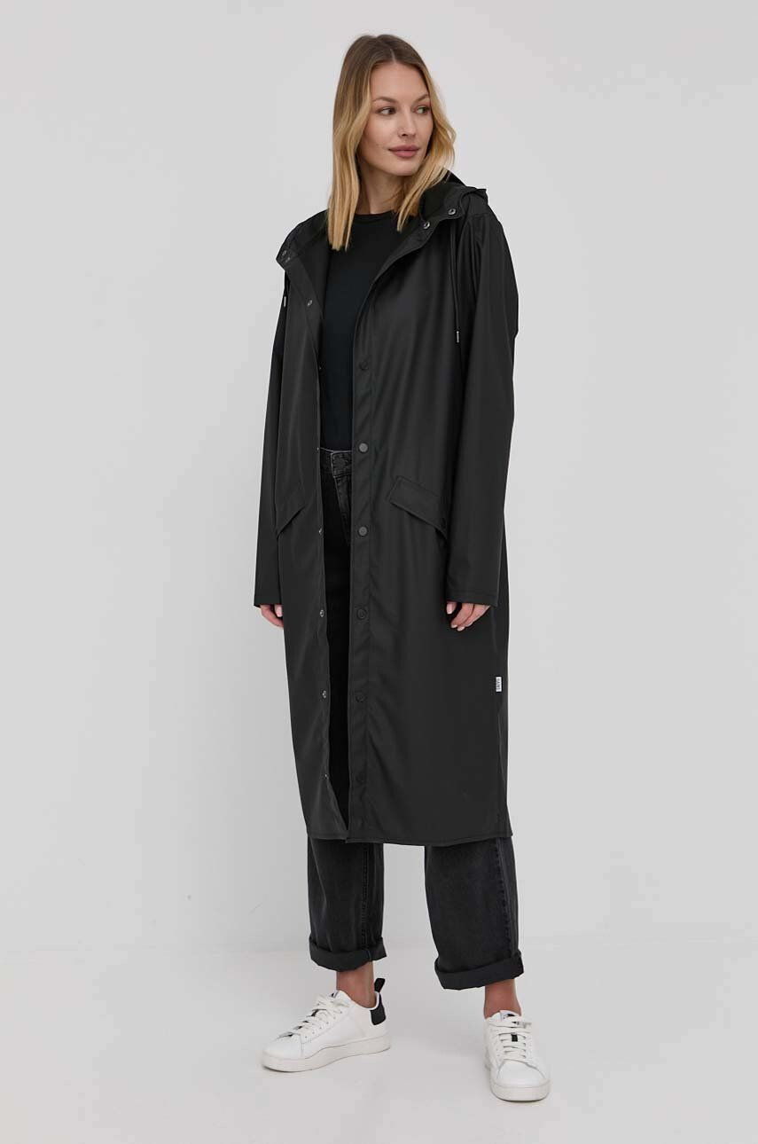 Rains geacă 18360 Longer Jacket culoarea negru de tranzitie 18360.01-Black - Pled.ro