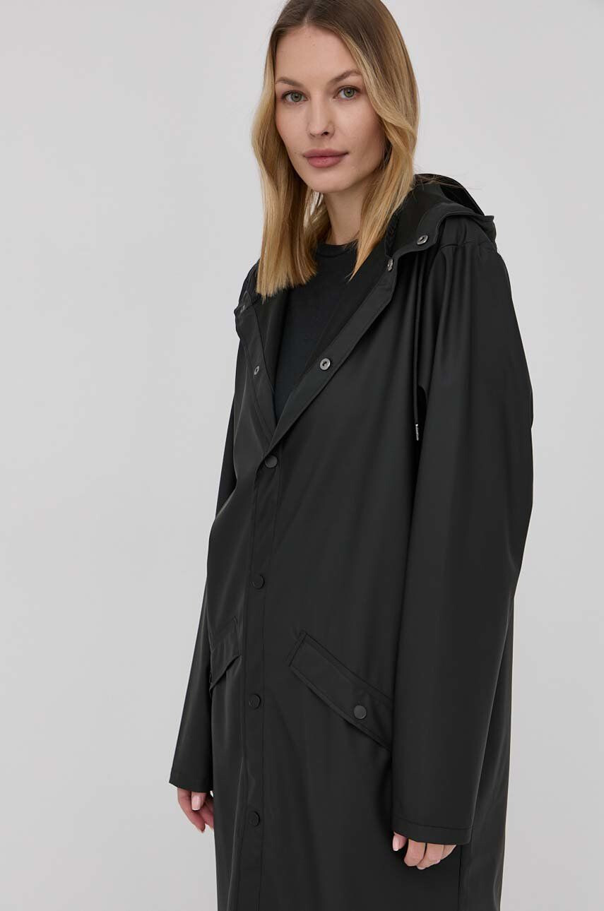 Rains geacă 18360 Longer Jacket culoarea negru de tranzitie 18360.01-Black - Pled.ro