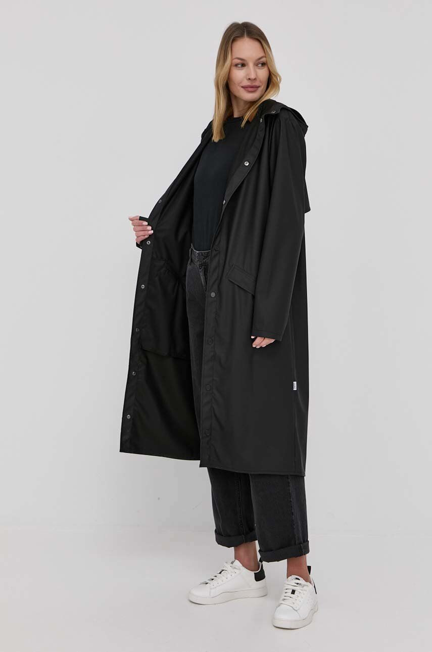 Rains geacă 18360 Longer Jacket culoarea negru de tranzitie 18360.01-Black - Pled.ro