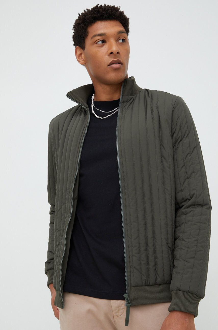 Rains geacă bomber 18300 Liner High Neck Jacket culoarea verde de tranzitie 18300.03-03.Green - Pled.ro