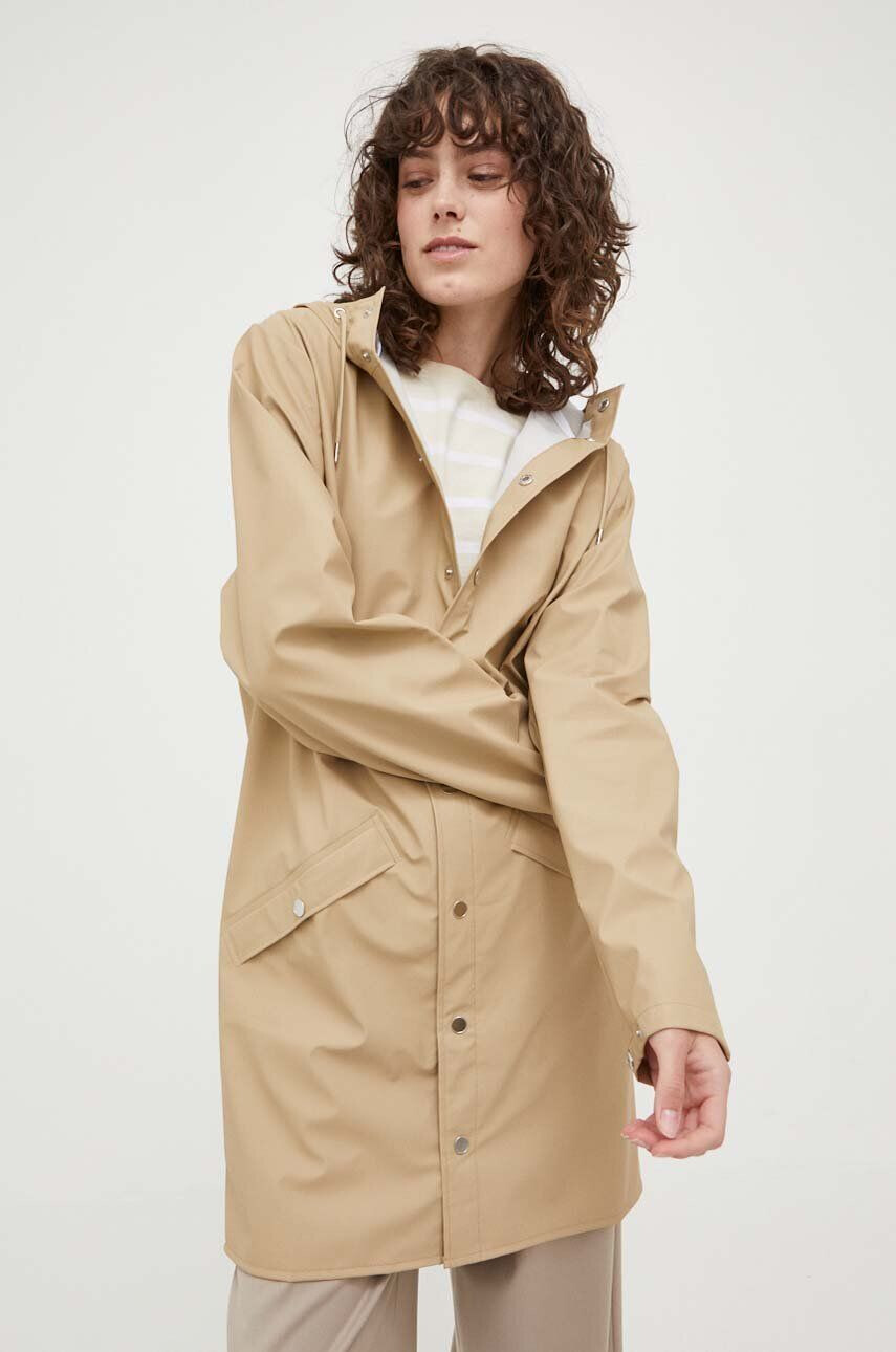 Rains geacă de ploaie 12020 Long Jacket culoarea bej de tranzitie 12020.24-24Sand - Pled.ro