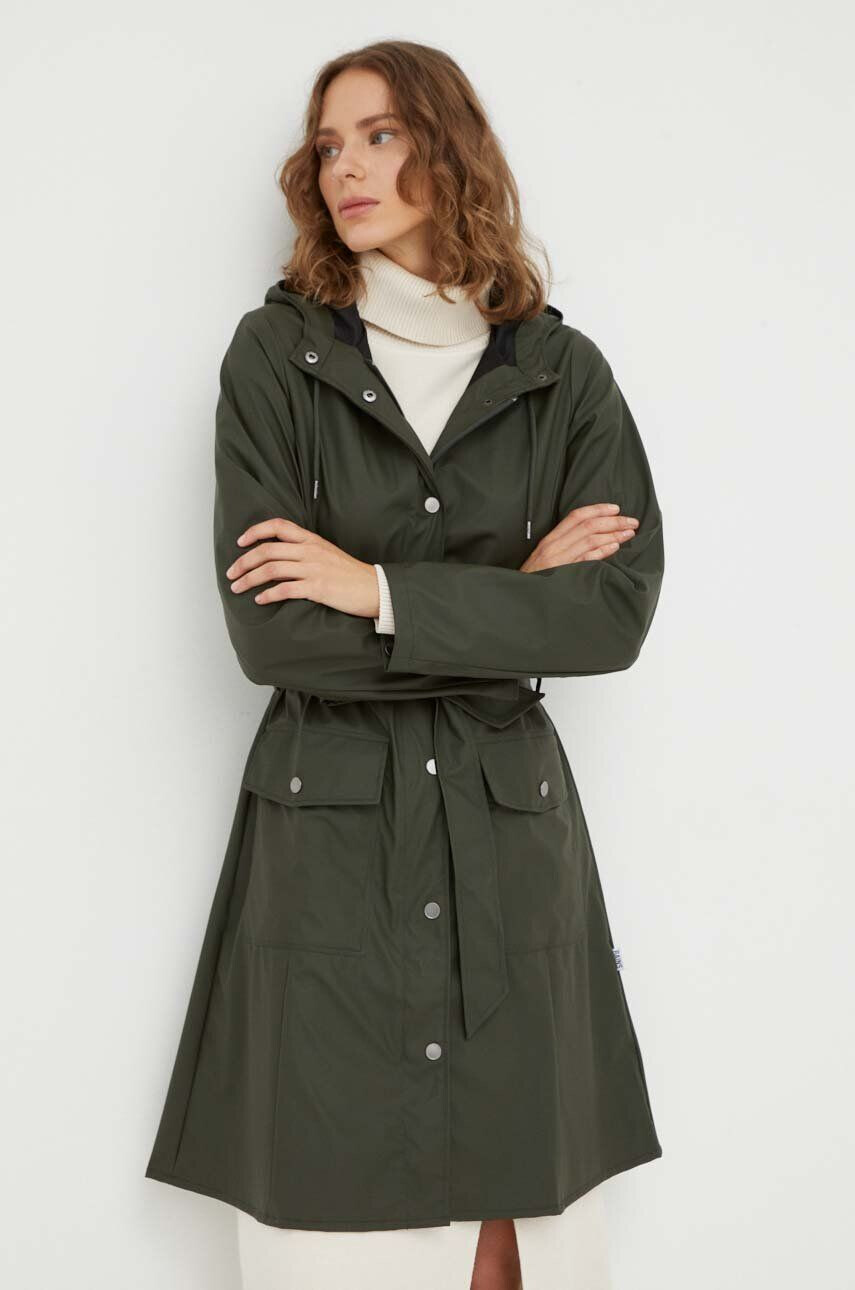 Rains geaca de ploaie 18130 Jackets femei culoarea verde de tranzitie - Pled.ro