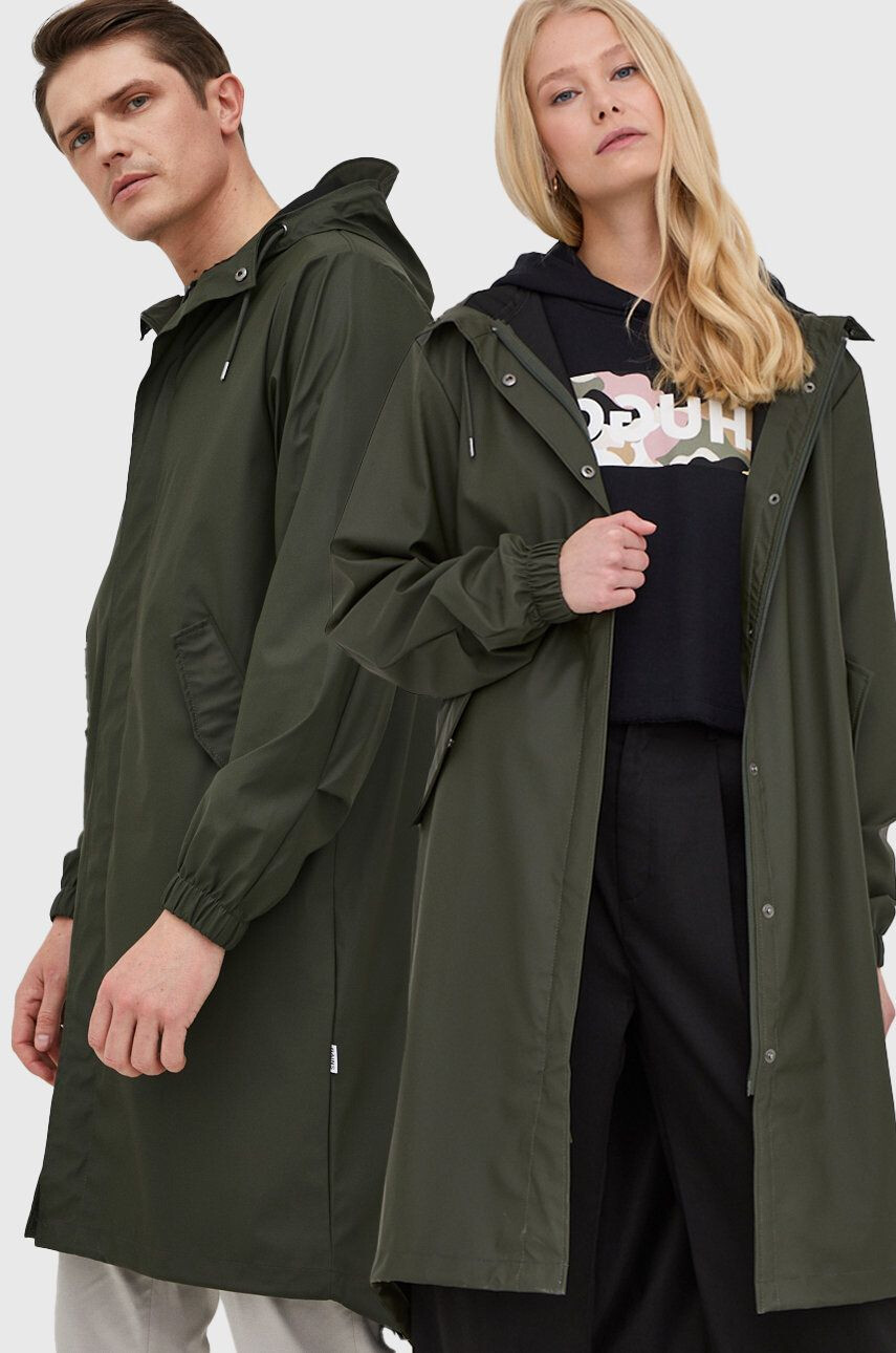 Rains geacă de ploaie 18140 Fishtail Parka culoarea verde de tranzitie 18140.03-Green - Pled.ro