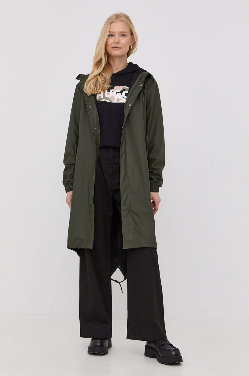 Rains geacă de ploaie 18140 Fishtail Parka culoarea verde de tranzitie 18140.03-Green - Pled.ro