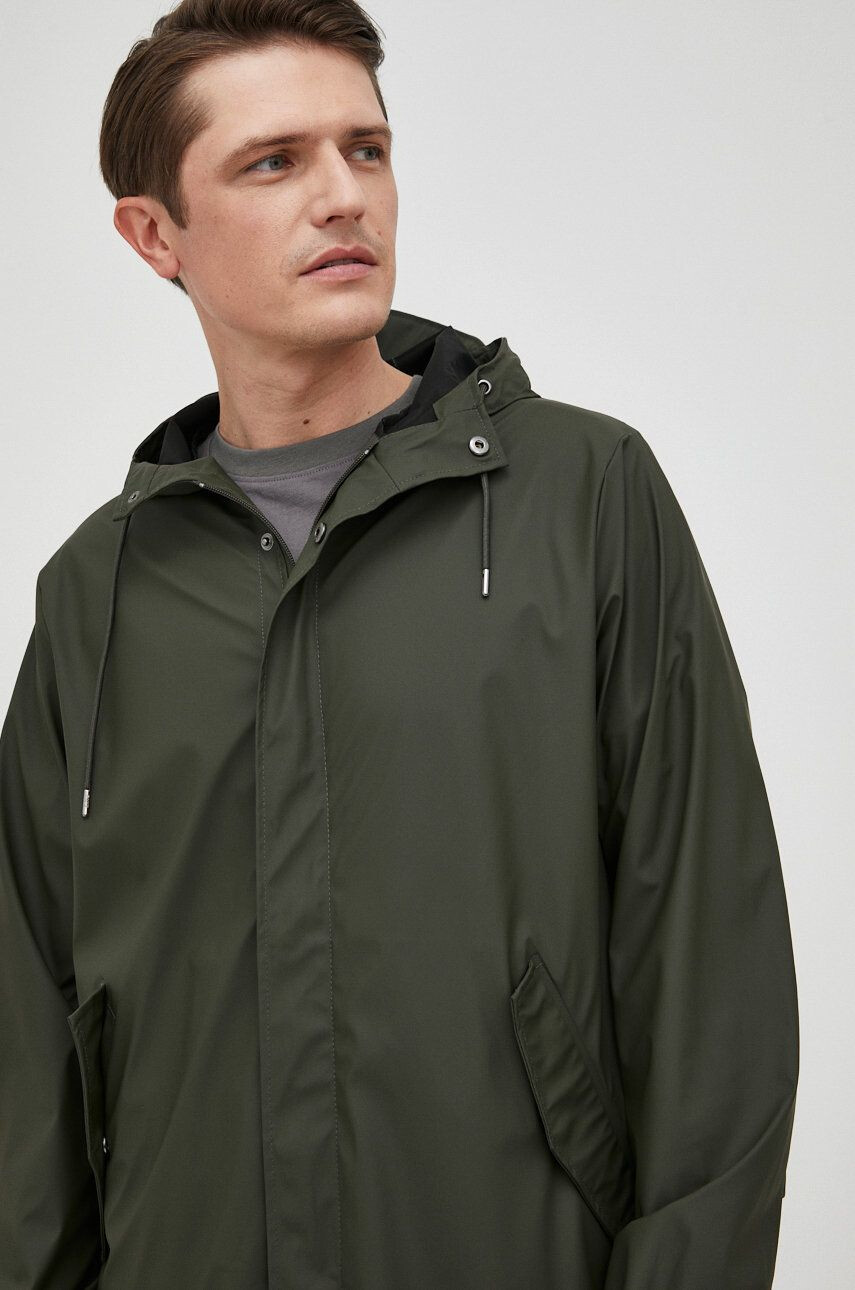 Rains geacă de ploaie 18140 Fishtail Parka culoarea verde de tranzitie 18140.03-Green - Pled.ro