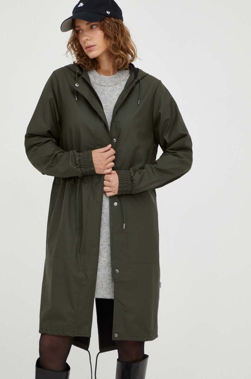 Rains geaca de ploaie 18550 Jackets femei culoarea verde de tranzitie - Pled.ro