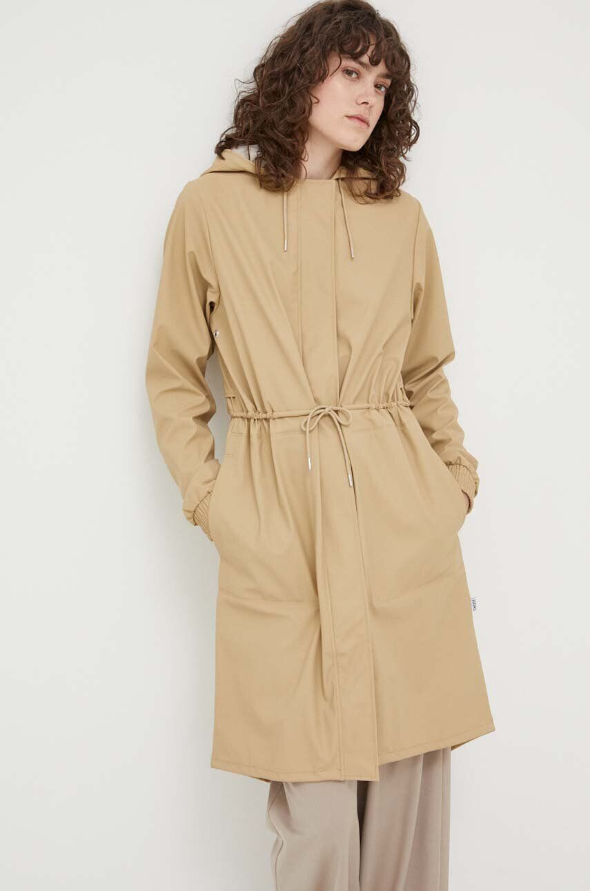 Rains geacă de ploaie 18550 String Parka femei culoarea bej de tranzitie 18550.24-24Sand - Pled.ro