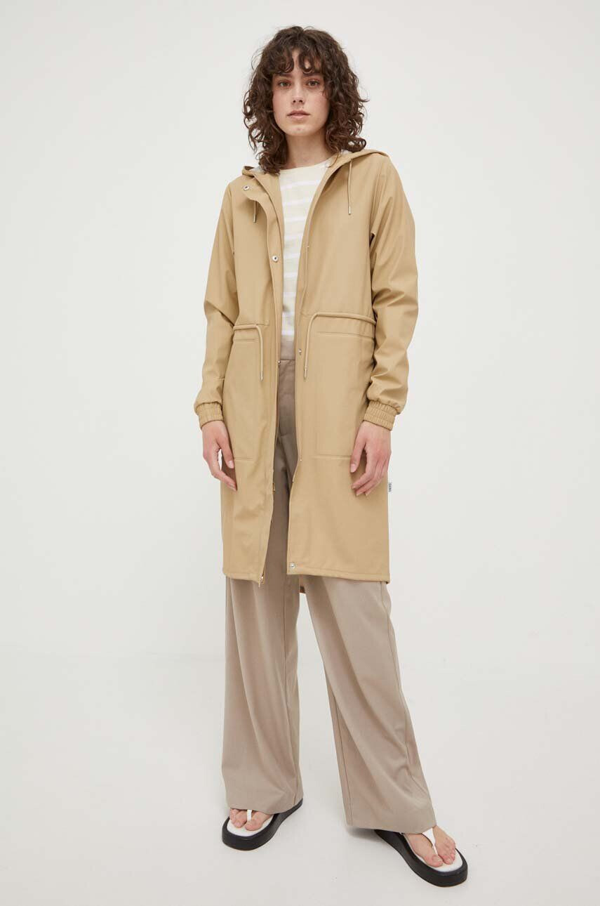 Rains geacă de ploaie 18550 String Parka femei culoarea bej de tranzitie 18550.24-24Sand - Pled.ro