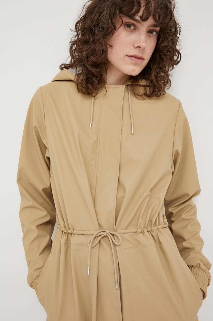 Rains geacă de ploaie 18550 String Parka femei culoarea bej de tranzitie 18550.24-24Sand - Pled.ro