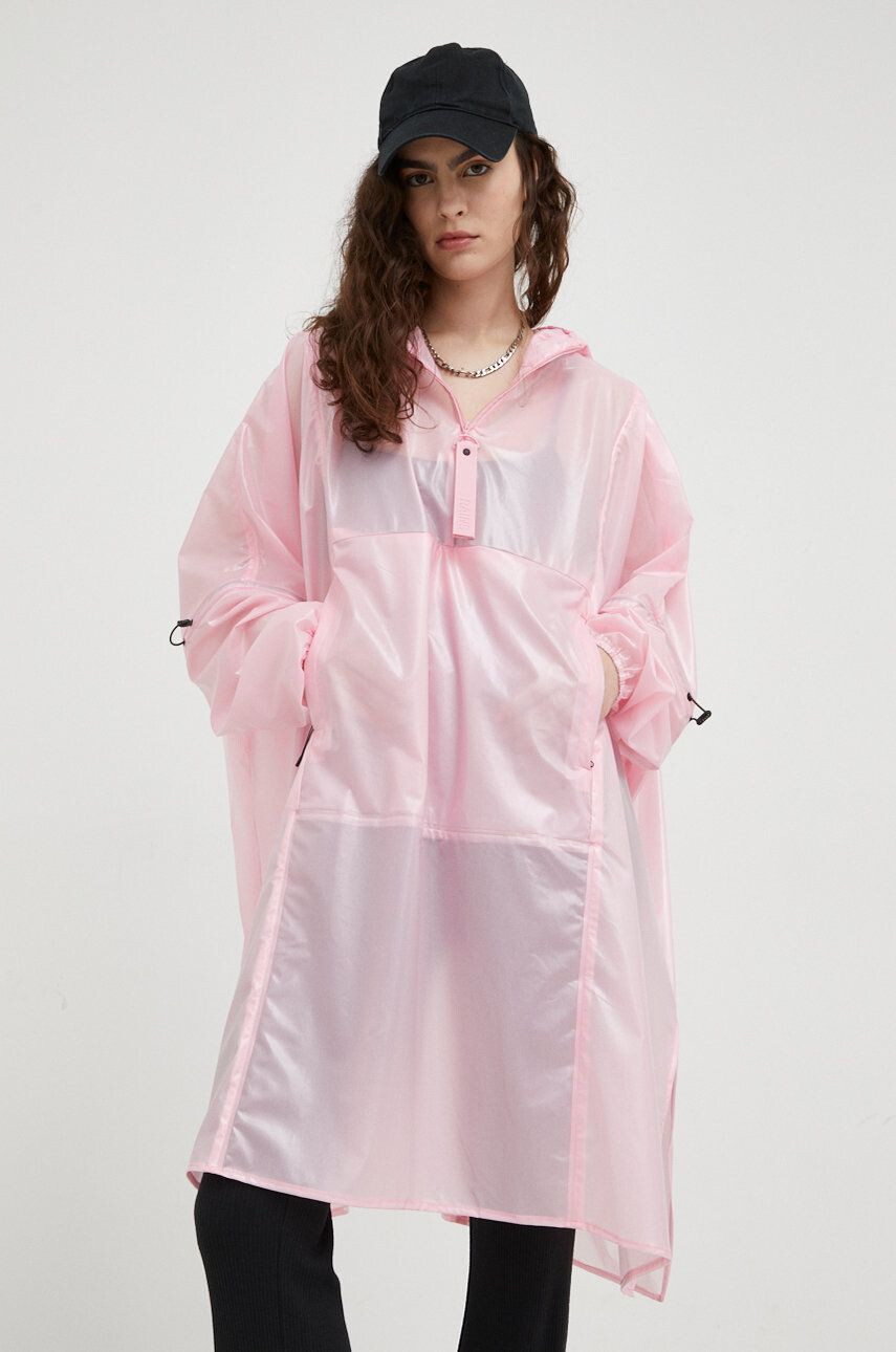 Rains geaca de ploaie 18810 Long Ultralight Anorak culoarea roz de tranzitie - Pled.ro