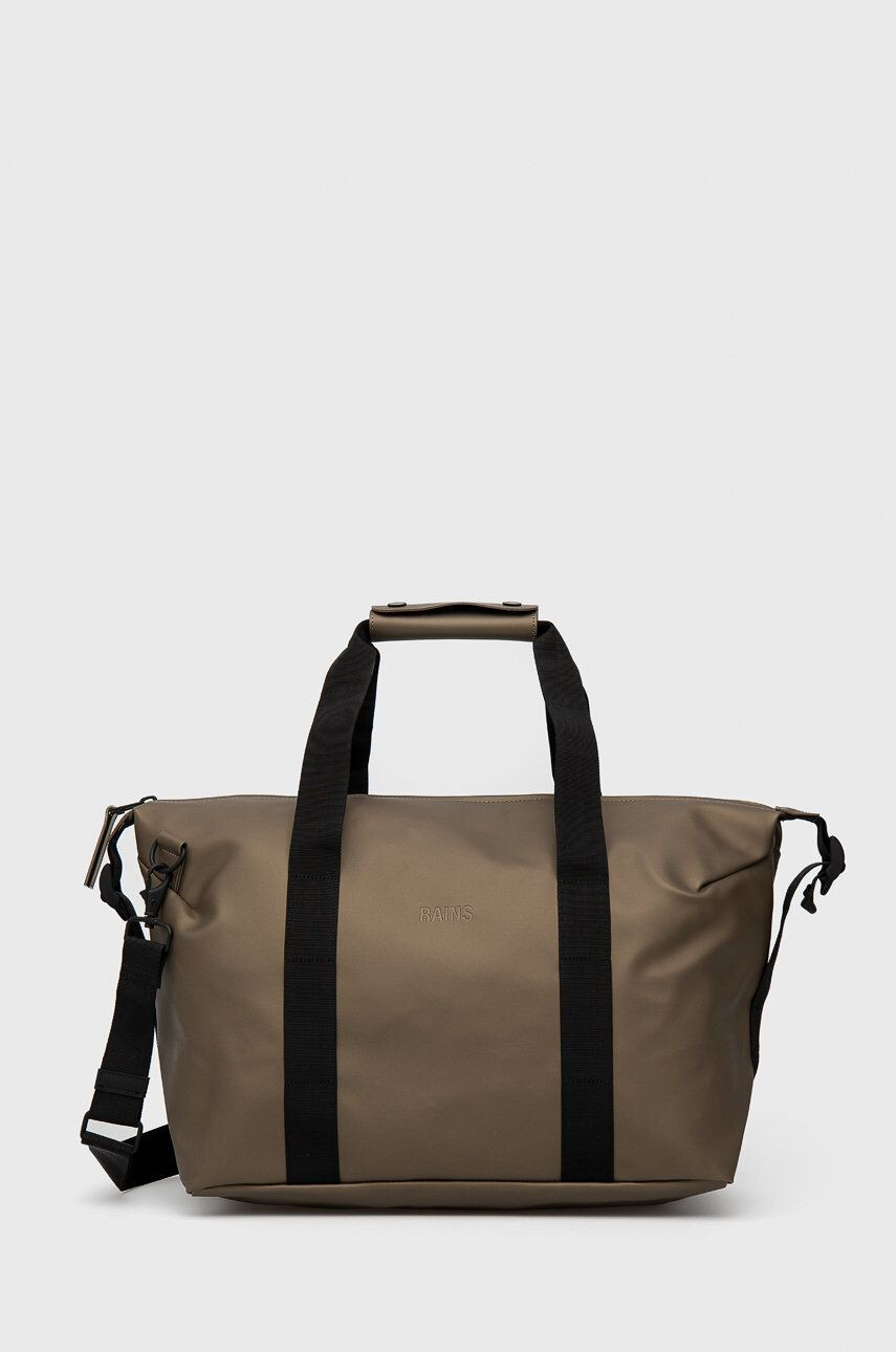 Rains geanta 13190 Weekend Bag Small culoarea auriu - Pled.ro