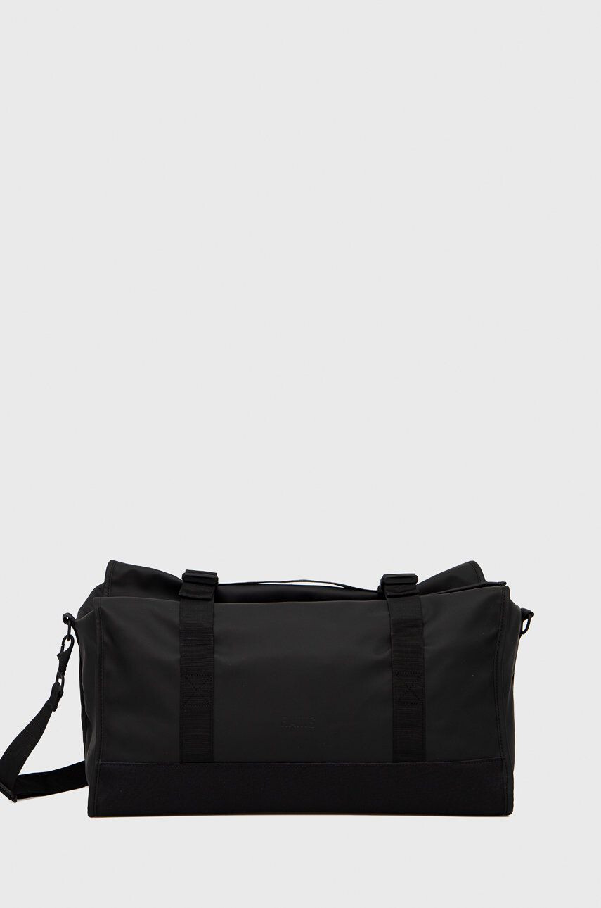 Rains geanta 13900 Buckle Rolltop Duffel culoarea negru - Pled.ro