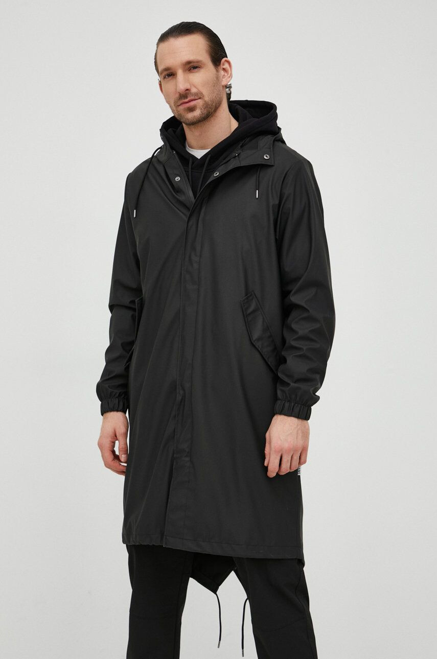 Rains hanorac 18140 Fishtail Parka culoarea negru de tranzitie 18140.01-Black - Pled.ro