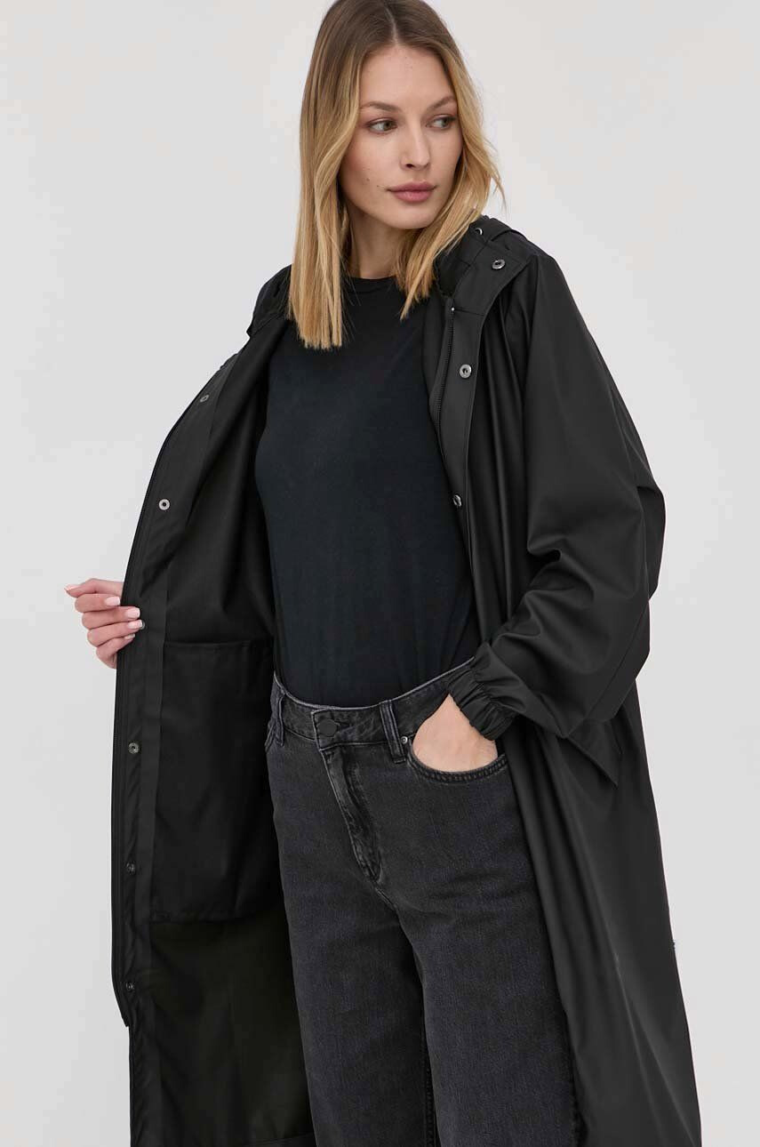 Rains hanorac 18140 Fishtail Parka culoarea negru de tranzitie 18140.01-Black - Pled.ro