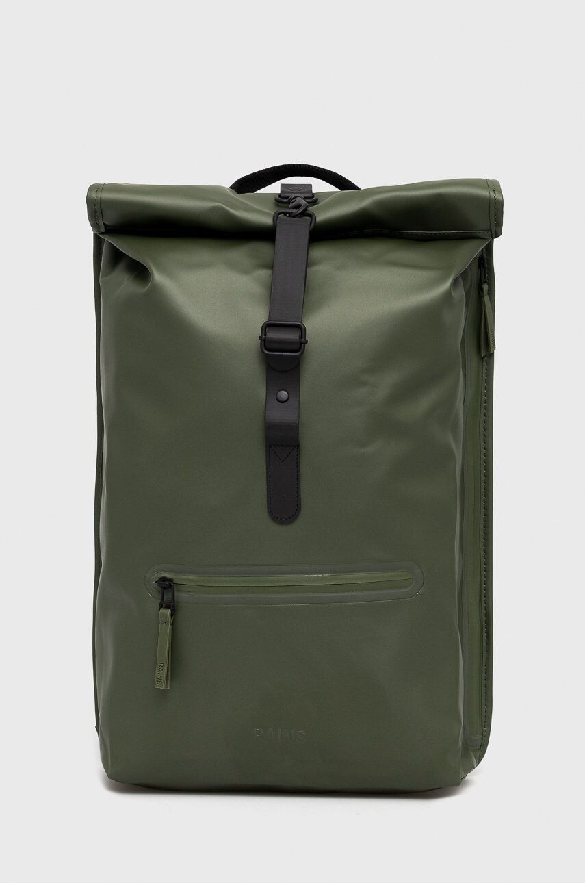 Rains rucsac 13160 Rolltop Rucksack culoarea verde mare neted 13160.65-65.Evergre - Pled.ro