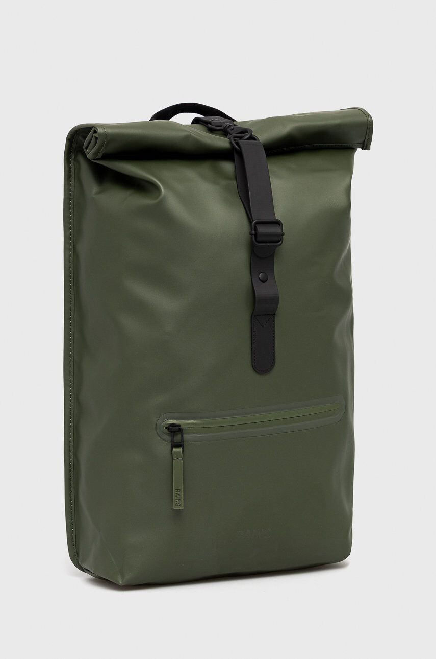 Rains rucsac 13160 Rolltop Rucksack culoarea verde mare neted 13160.65-65.Evergre - Pled.ro