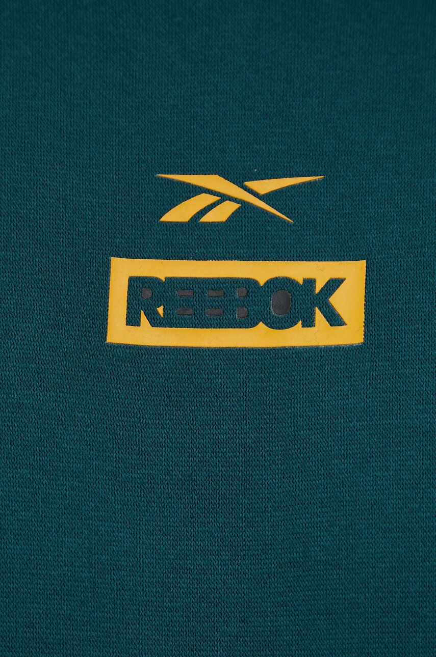 Reebok bluza barbati culoarea verde cu glugă cu imprimeu - Pled.ro