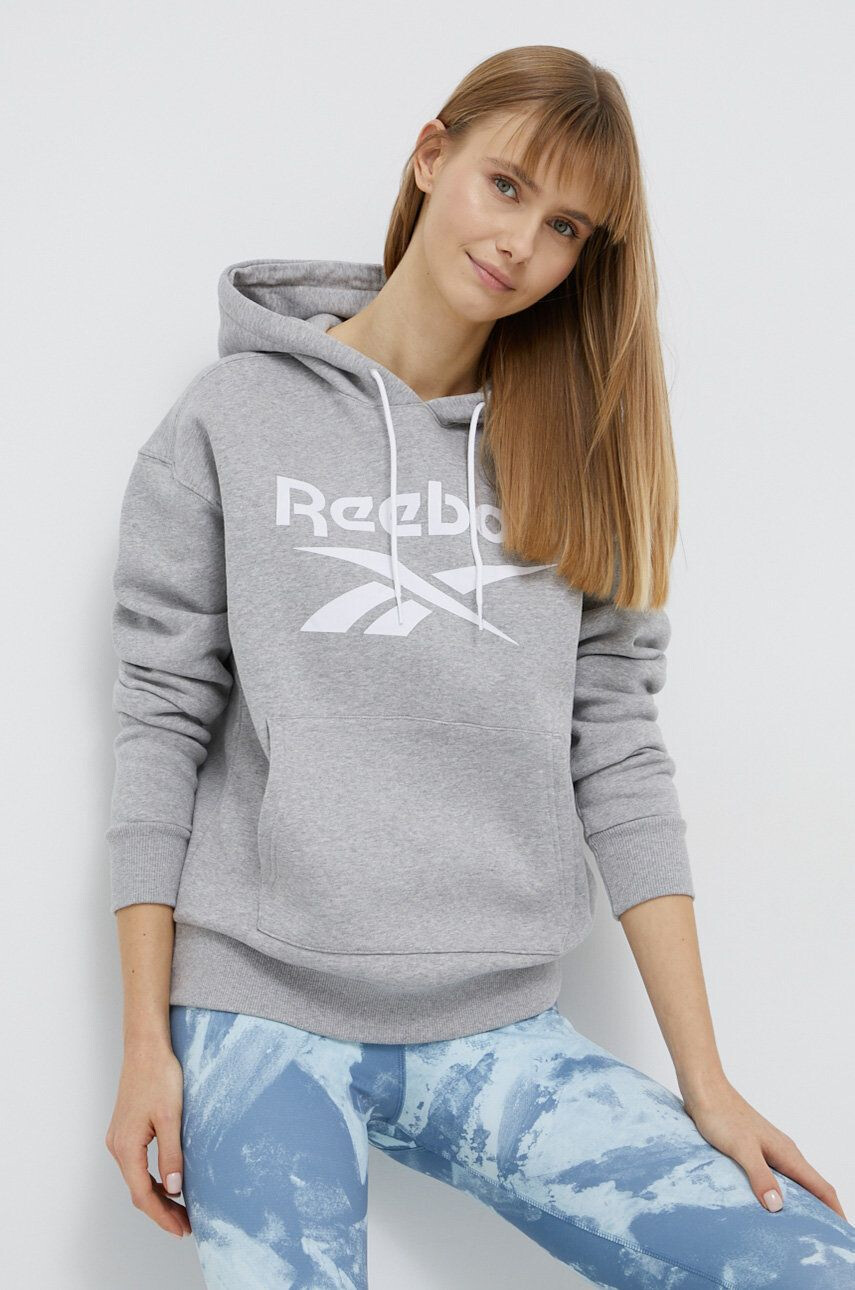 Reebok Bluză GS9391 femei culoarea gri cu imprimeu - Pled.ro