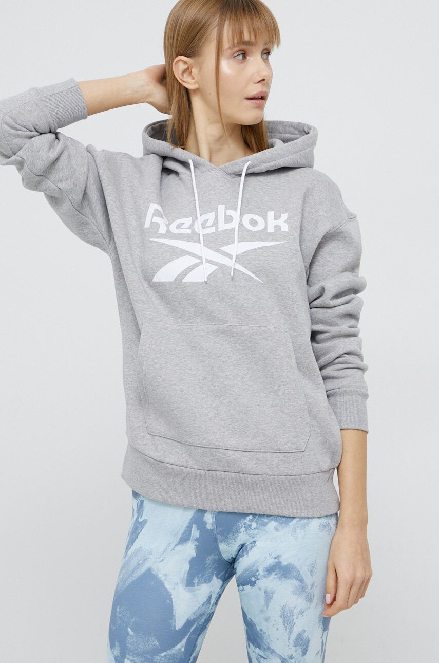 Reebok Bluză GS9391 femei culoarea gri cu imprimeu - Pled.ro