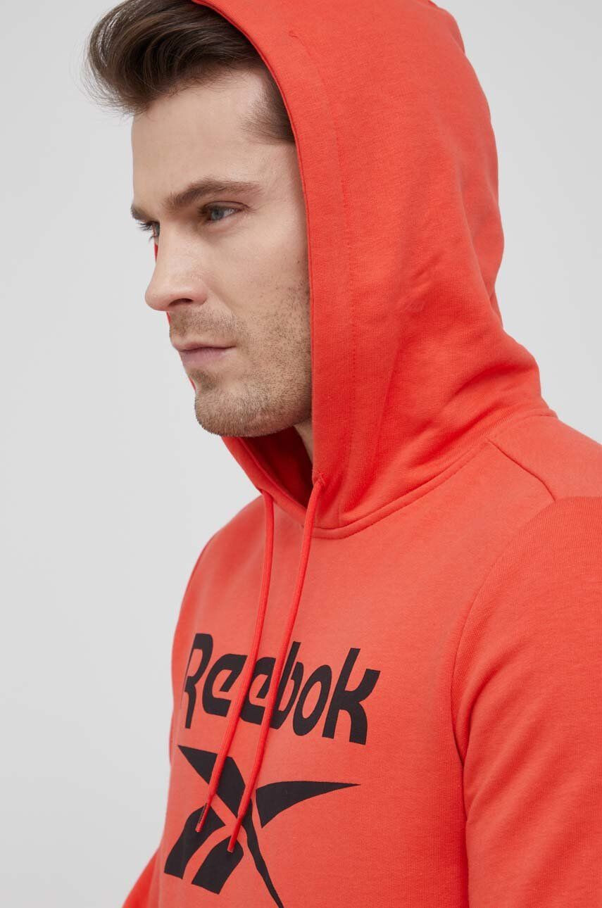 Reebok bluza femei culoarea gri cu glugă cu imprimeu - Pled.ro