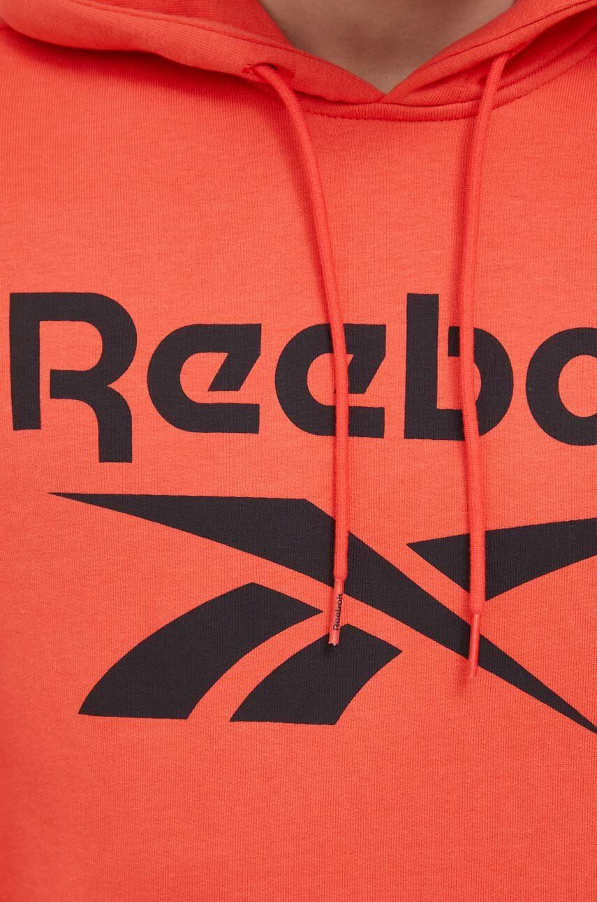 Reebok bluza femei culoarea gri cu glugă cu imprimeu - Pled.ro