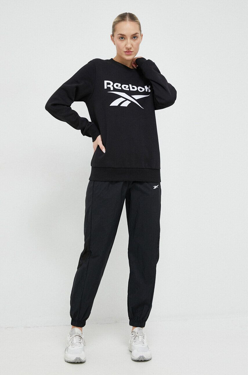 Reebok bluza femei culoarea negru cu imprimeu - Pled.ro