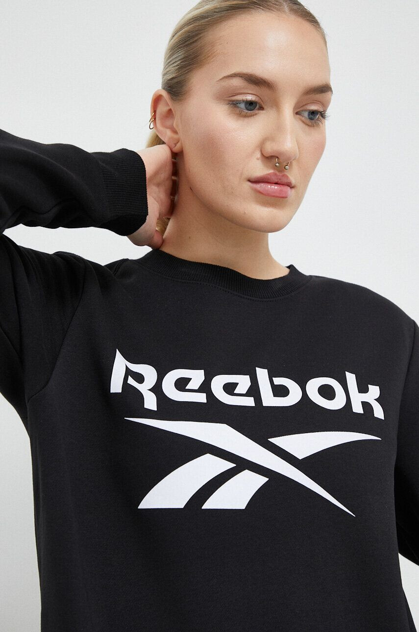 Reebok bluza femei culoarea negru cu imprimeu - Pled.ro