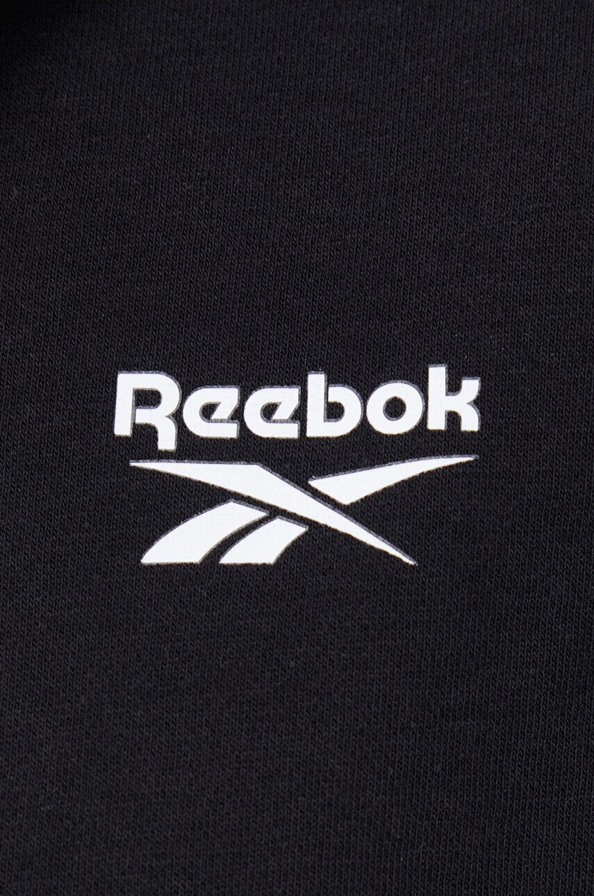 Reebok bluza barbati culoarea negru cu glugă neted - Pled.ro