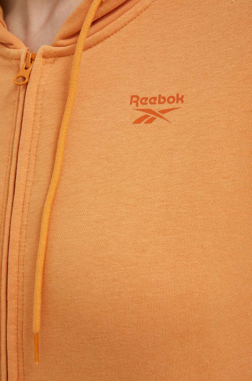 Reebok bluza femei culoarea portocaliu cu glugă neted - Pled.ro