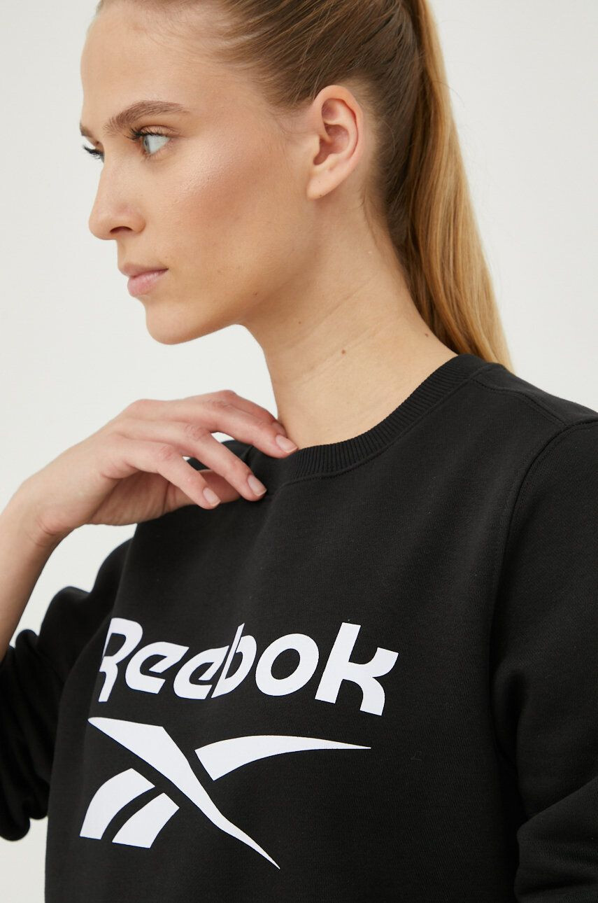 Reebok bluza femei culoarea negru cu imprimeu - Pled.ro