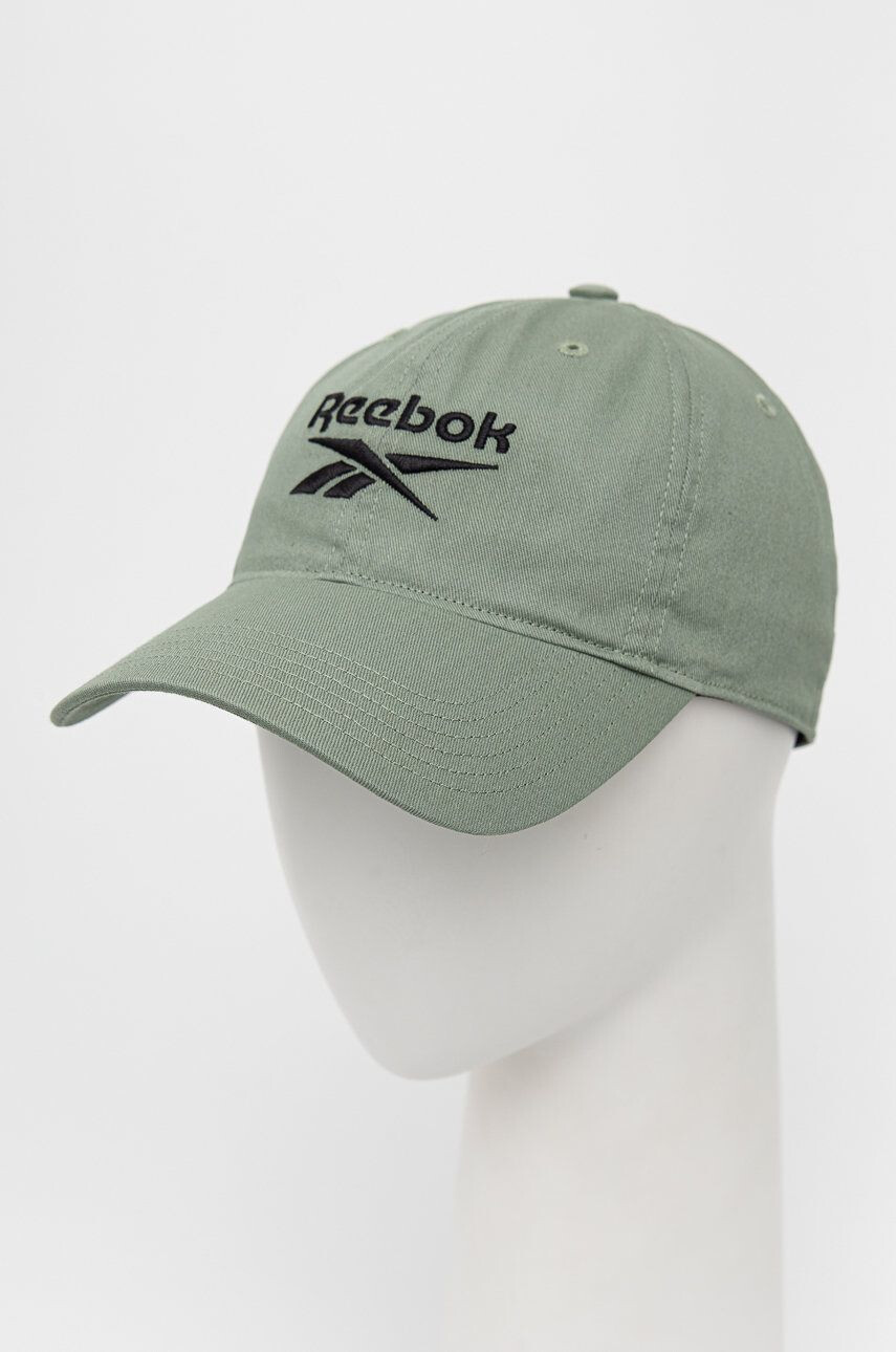 Reebok caciula din bumbac culoarea verde cu imprimeu - Pled.ro