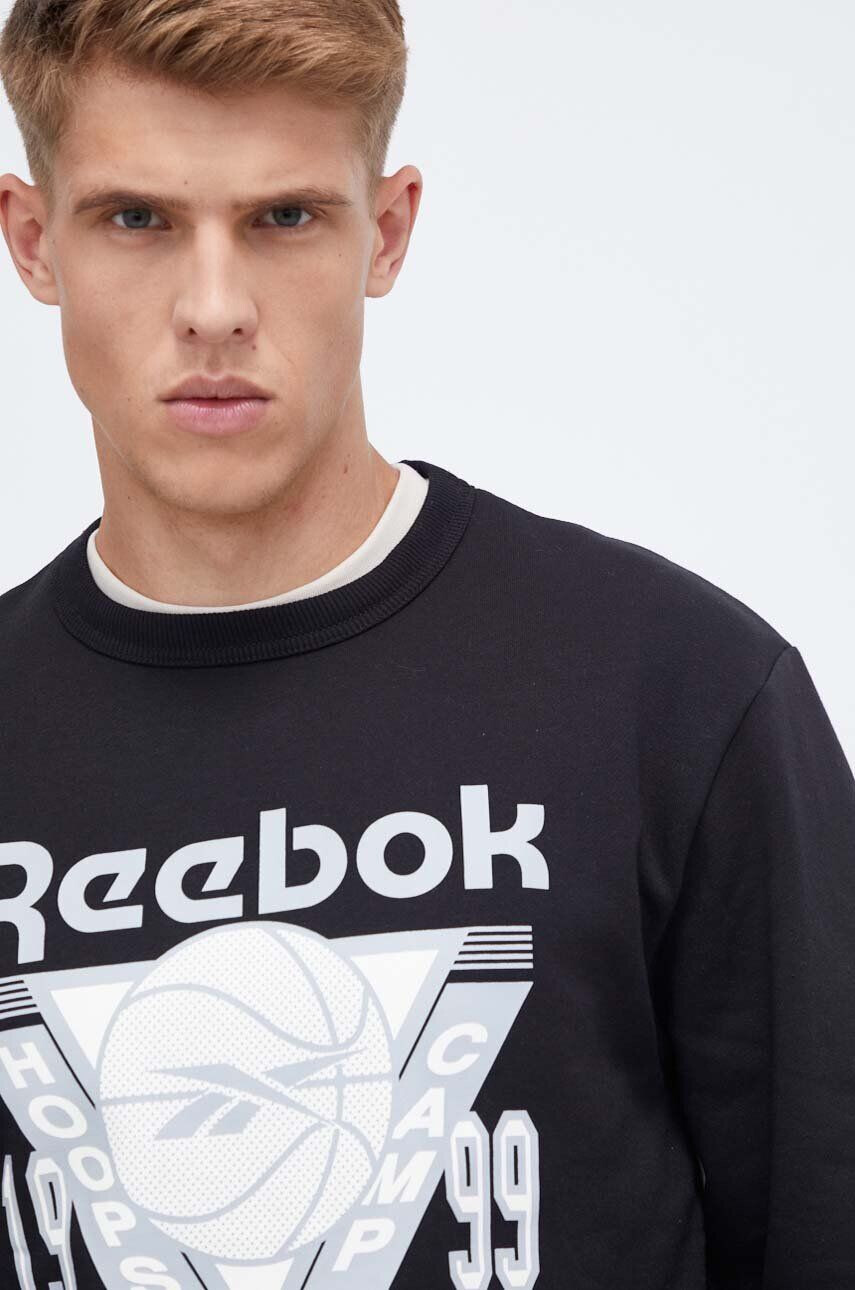 Reebok Classic bluza Basketball barbati culoarea negru cu imprimeu - Pled.ro