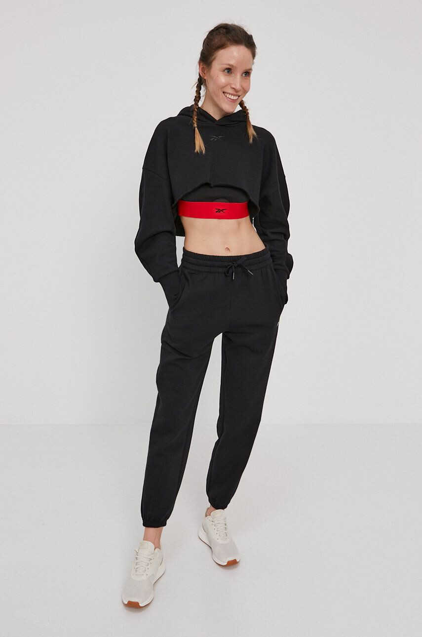 Reebok Classic Bluză x Cardi B H48417 femei culoarea negru material neted - Pled.ro