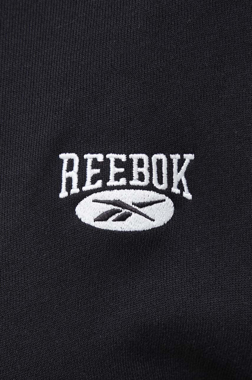 Reebok Classic hanorac de bumbac femei culoarea negru cu imprimeu - Pled.ro