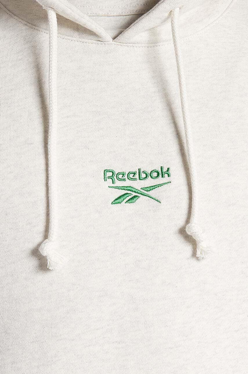 Reebok Classic hanorac de bumbac Small Vector Hoodie culoarea bej cu glugă melanj HS7152-CHAMEL - Pled.ro