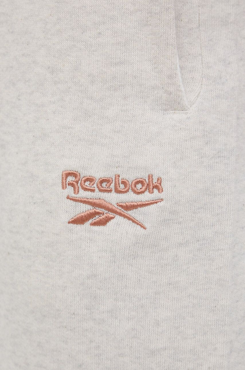 Reebok Classic pantaloni de bumbac H49252 femei culoarea crem melanj - Pled.ro