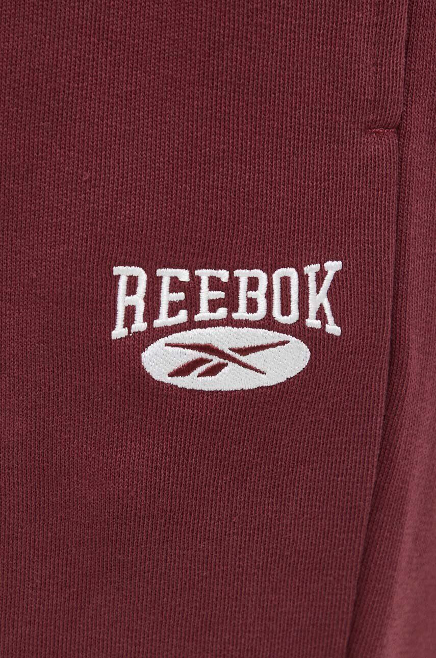 Reebok Classic pantaloni de trening din bumbac culoarea bordo neted - Pled.ro