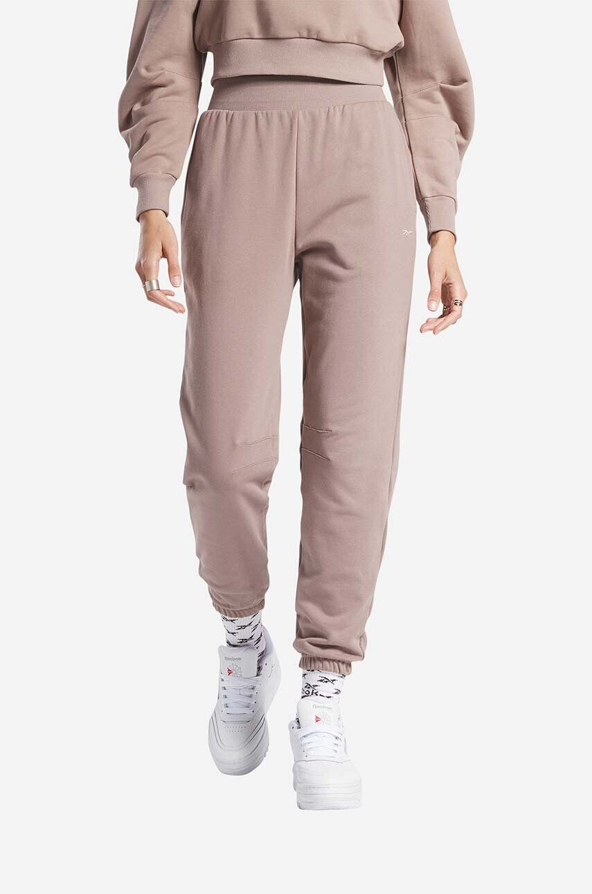 Reebok Classic pantaloni de trening din bumbac WDE FT Jogger culoarea roz neted HS0395-TAUPE - Pled.ro