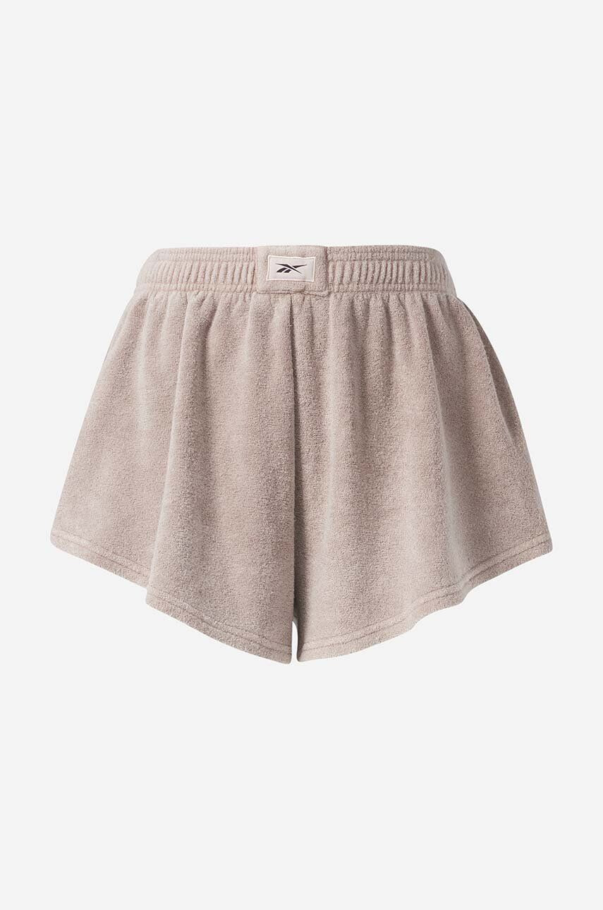 Reebok Classic pantaloni scurți ND Terry femei culoarea violet neted high waist HS4741-TAUPE - Pled.ro