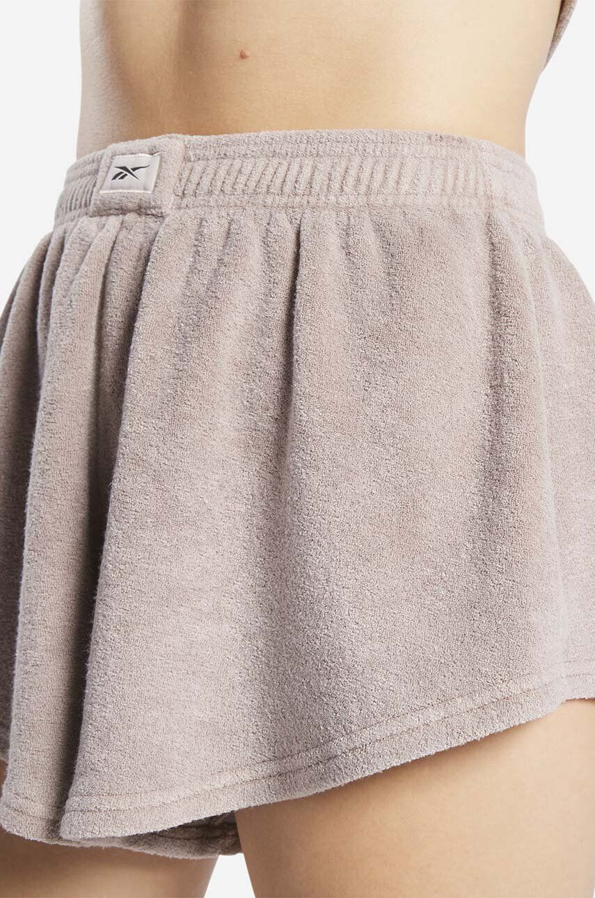 Reebok Classic pantaloni scurți ND Terry femei culoarea violet neted high waist HS4741-TAUPE - Pled.ro