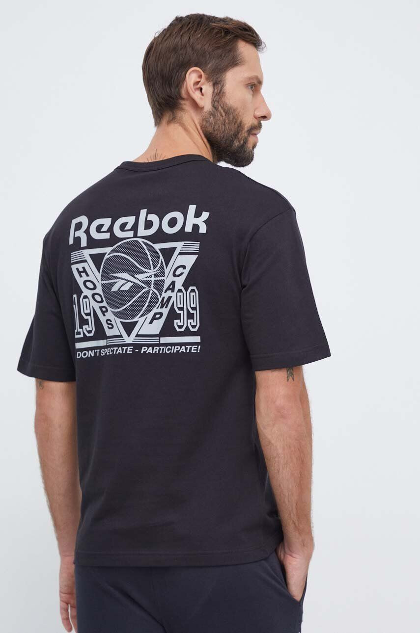 Reebok Classic tricou din bumbac Basketball culoarea negru cu imprimeu - Pled.ro