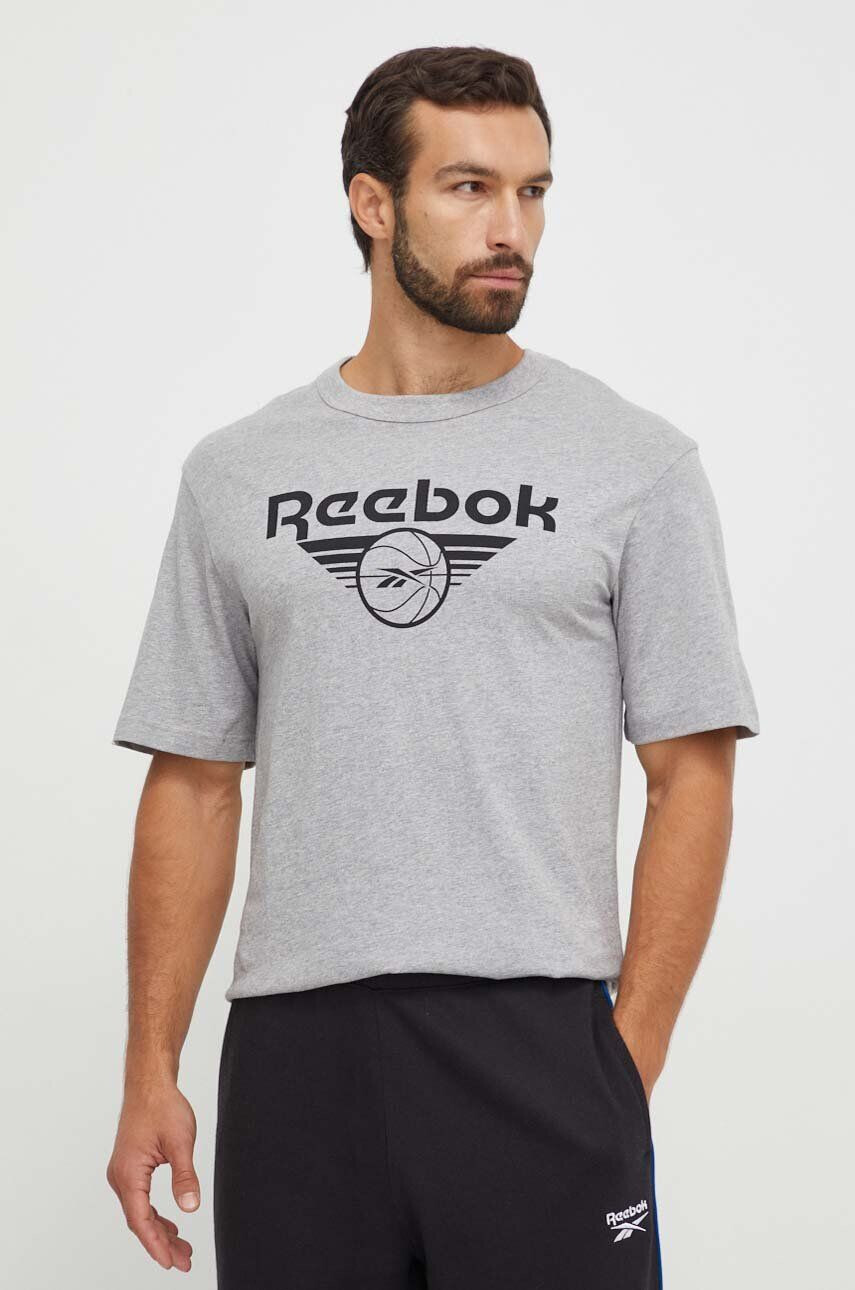 Reebok Classic tricou din bumbac Basketball culoarea gri cu imprimeu - Pled.ro