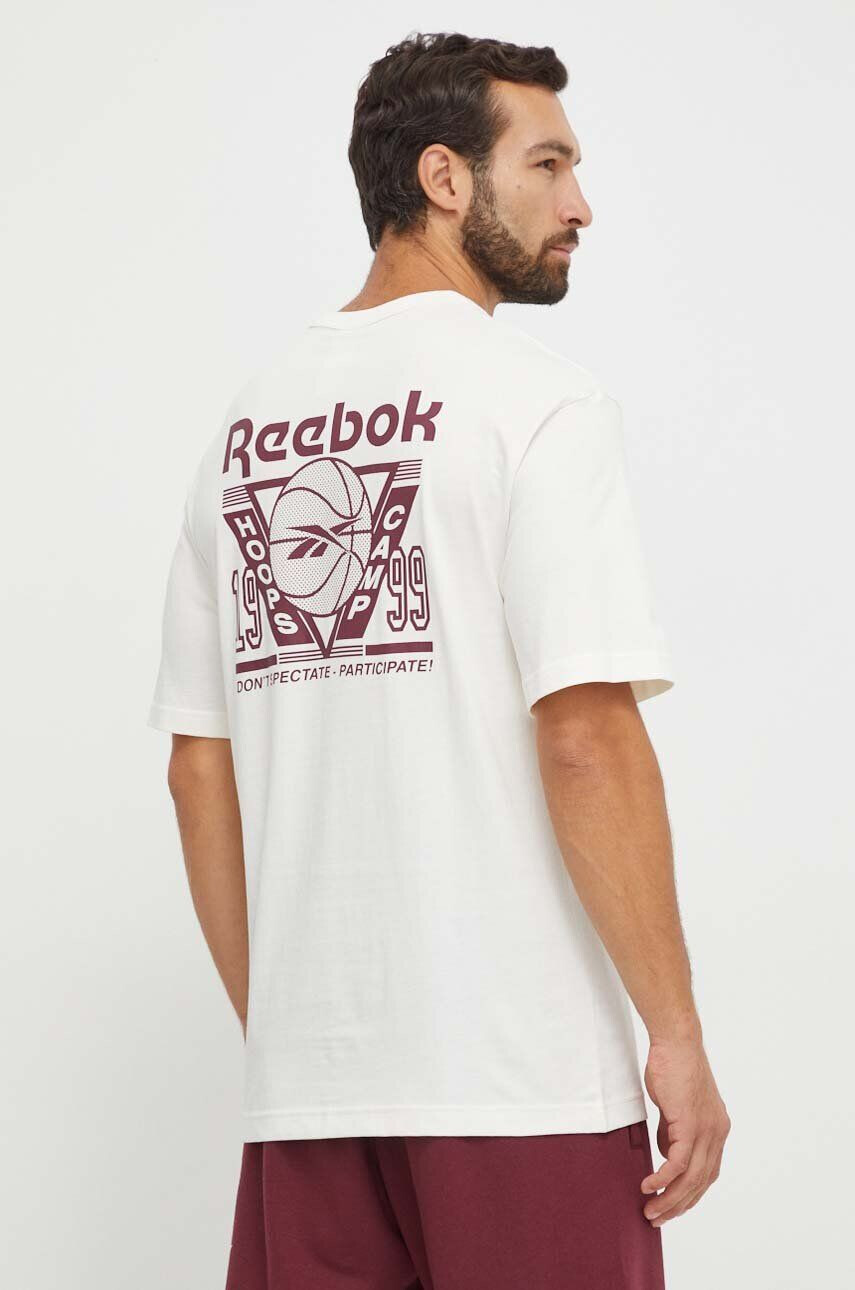 Reebok Classic tricou din bumbac Basketball culoarea bej cu imprimeu - Pled.ro