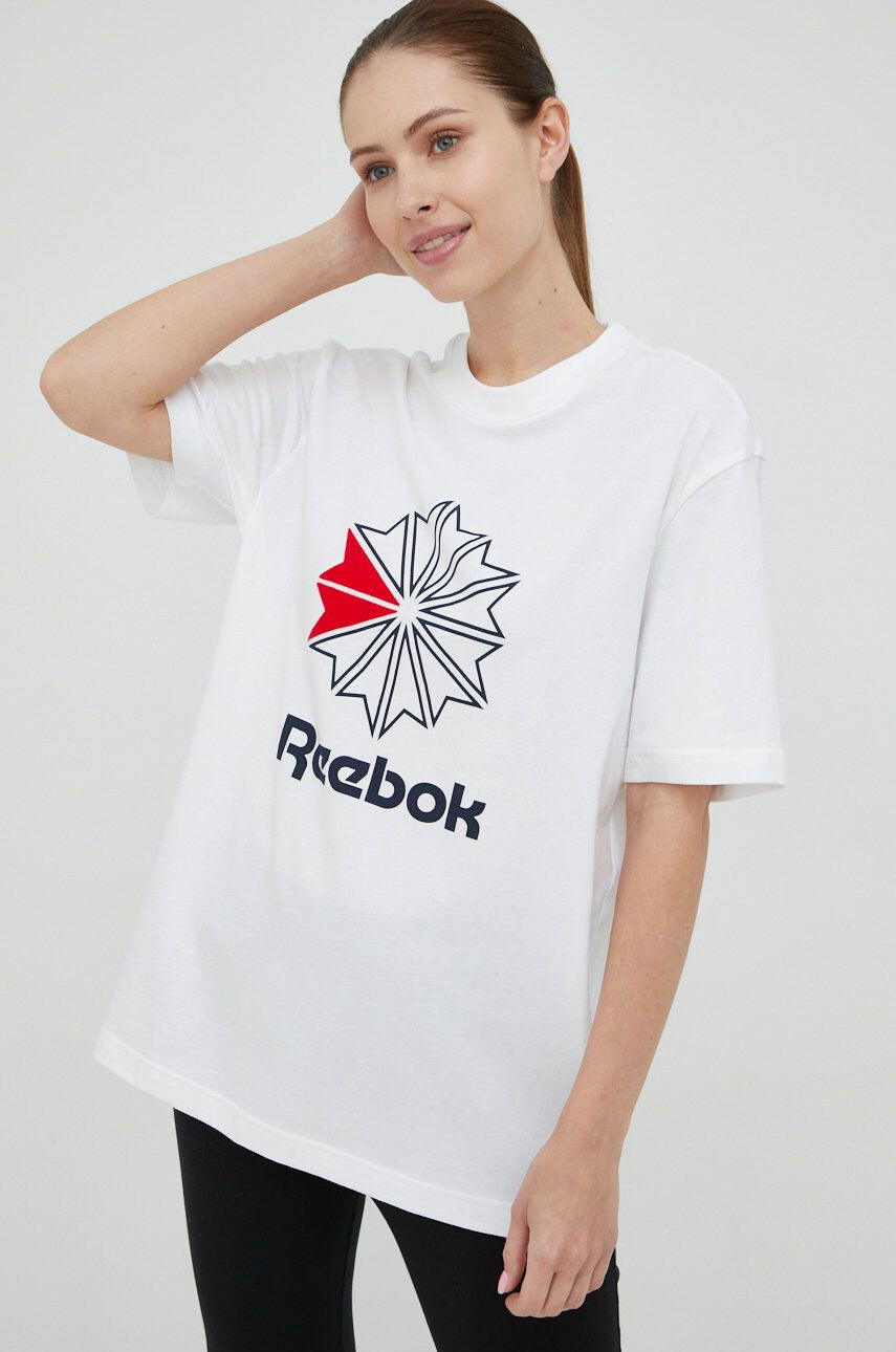 Reebok Classic Tricou din bumbac HD4015 culoarea alb cu imprimeu - Pled.ro