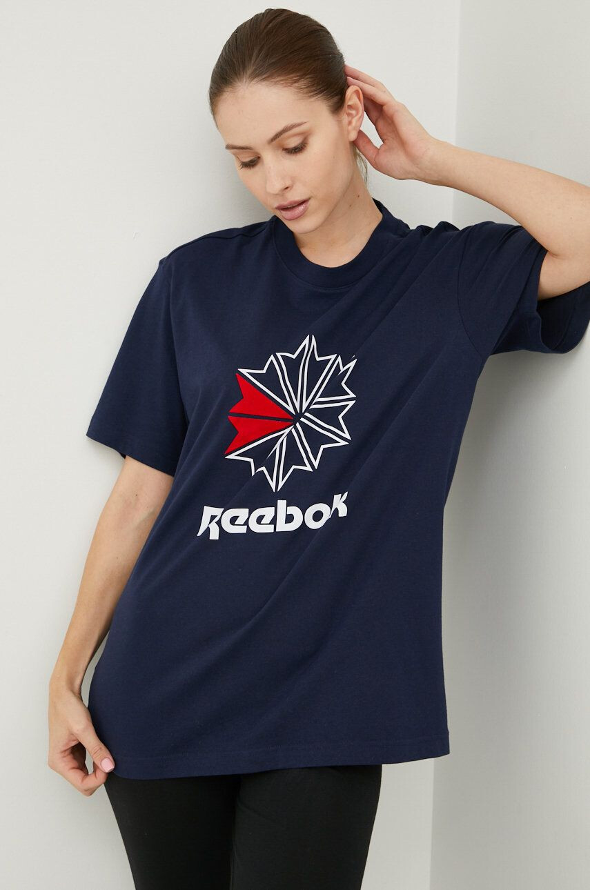 Reebok Classic Tricou din bumbac HD4017 culoarea albastru marin material neted - Pled.ro