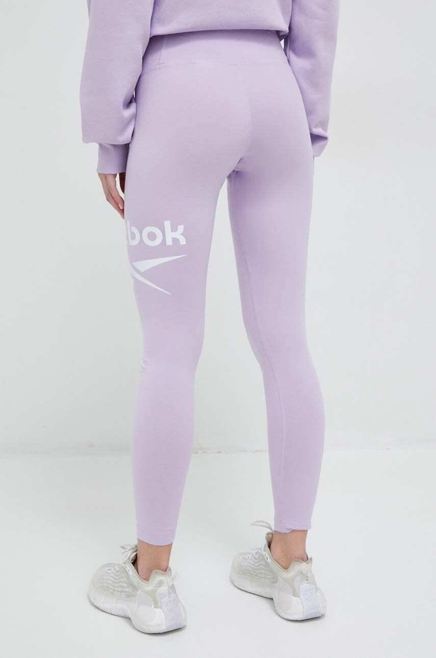 Reebok colanti femei culoarea violet cu imprimeu - Pled.ro