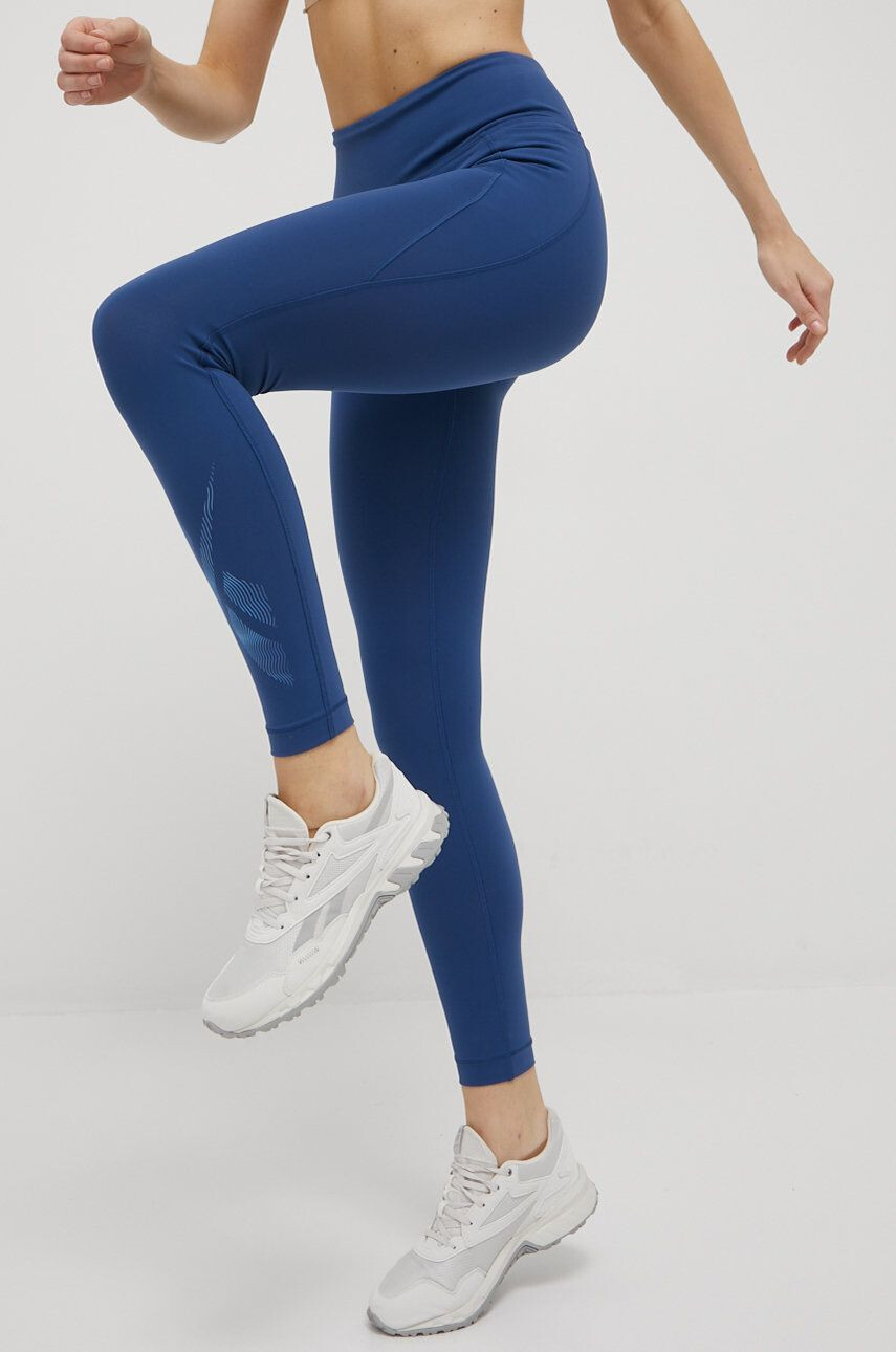 Reebok leggins de antrenament H56591 femei culoarea albastru marin cu imprimeu - Pled.ro